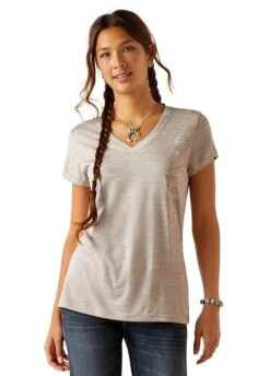 Ariat Laguna Logo Baselayer - Alloy -Throstlenest Saddlery Shop ariat laguna logo alloy 1rdy