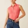 Ariat Prix 3.0 Sleeveless Polo Shirt - Coral Paradise -Throstlenest Saddlery Shop ariat sless polo coral 1rdy