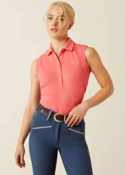 Ariat Prix 3.0 Sleeveless Polo Shirt - Coral Paradise