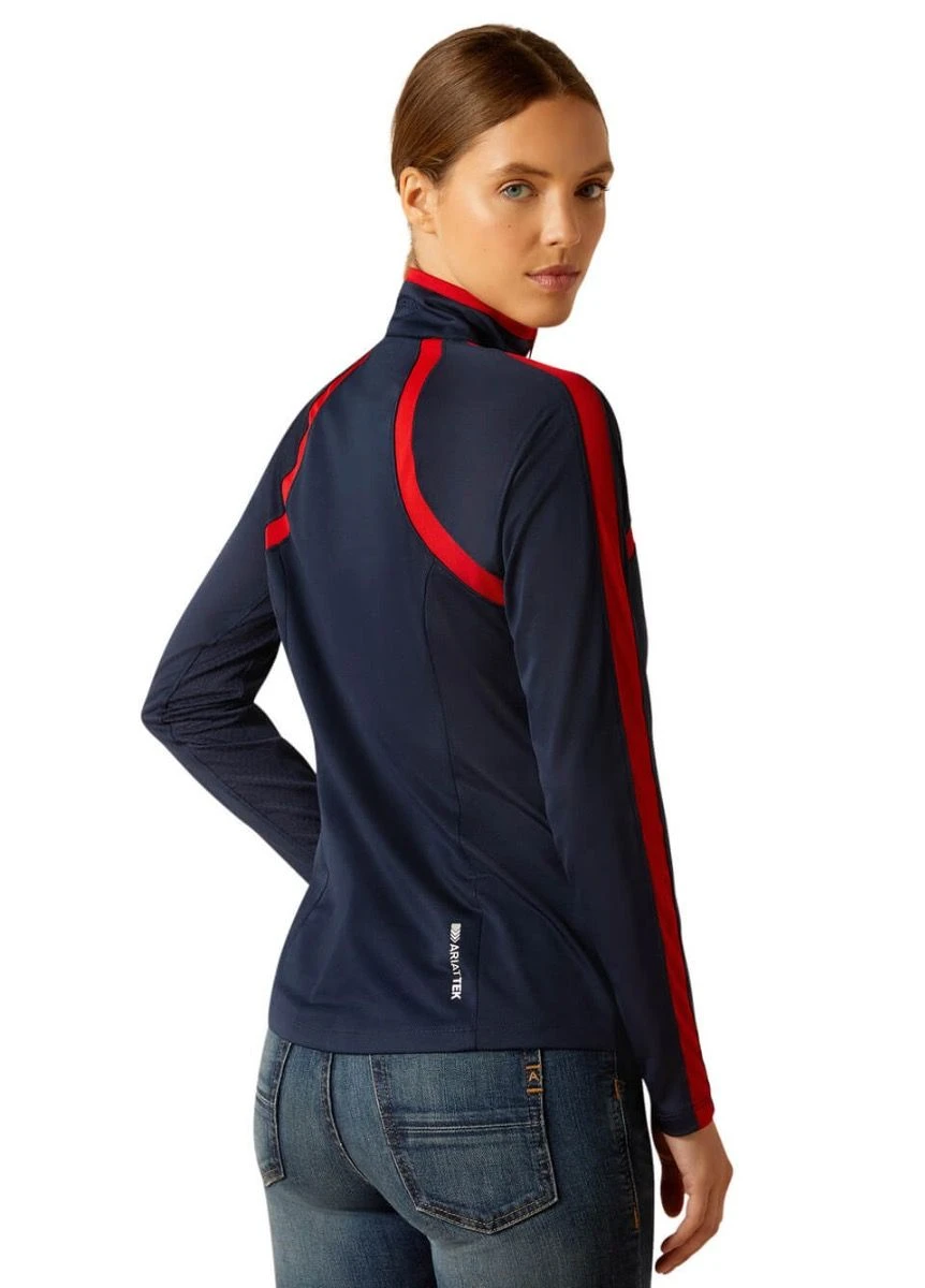 Ariat Sunstopper 3.0 1/4 Zip Baselayer - Navy/Red 4 Ariat Sunstopper 3.0 1/4 Zip Baselayer - Navy/Red - Image 2