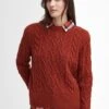 Barbour Solway Cable-Knit Jumper - Spiced Pumpkin -Throstlenest Saddlery Shop barbour solway pumpkin 1rdy