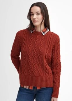 Barbour Solway Cable-Knit Jumper - Spiced Pumpkin