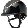 Charles Owen EQx Kylo MIPS Glossy & Sparkly Hat - Black/Rose Gold -Throstlenest Saddlery Shop cowen kylo mips gloss black 1rdy