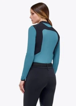 Cavalleria Toscana Lightweight Performance Piqué Polo - Sea Blue -Throstlenest Saddlery Shop ct lw pique polo blue 3rdy