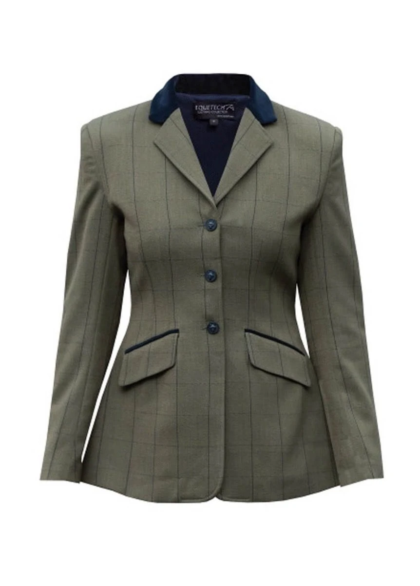 Equetech Bellingham Deluxe Stretch Tweed Riding Jacket - Green 3 Equetech Bellingham Deluxe Stretch Tweed Riding Jacket - Green