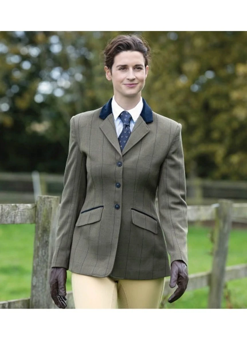 Equetech Bellingham Deluxe Stretch Tweed Riding Jacket - Green 5 Equetech Bellingham Deluxe Stretch Tweed Riding Jacket - Green - Image 3