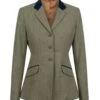 Equetech Ladies Thornborough Tweed Riding Jacket - Green 1 Equetech Ladies Thornborough Tweed Riding Jacket - Green -Throstlenest Saddlery Shop equetech ladies thornborough tweed 1rdy