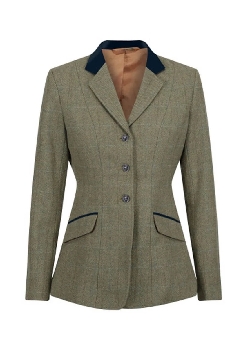 Equetech Ladies Thornborough Tweed Riding Jacket - Green 3 Equetech Ladies Thornborough Tweed Riding Jacket - Green
