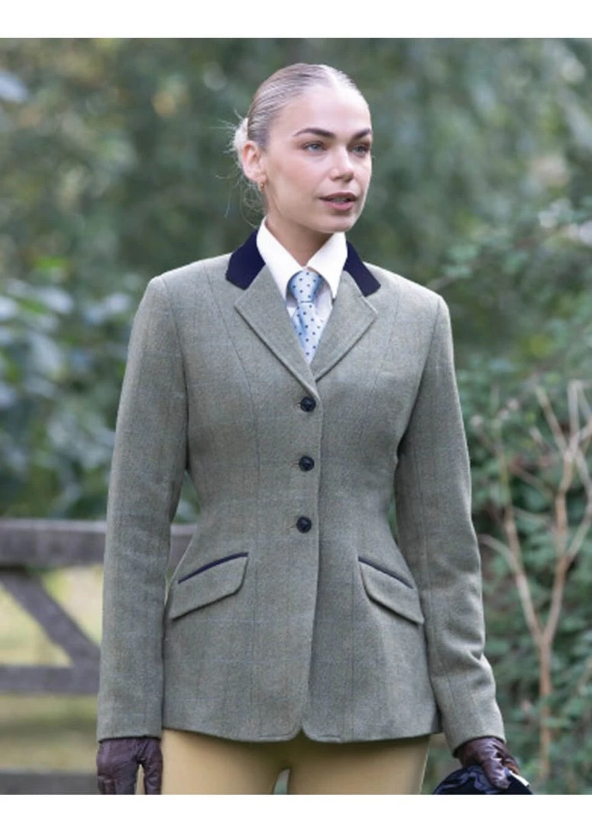 Equetech Ladies Thornborough Tweed Riding Jacket - Green 5 Equetech Ladies Thornborough Tweed Riding Jacket - Green - Image 3