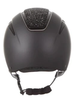 Evoke Callisto Classic Peak Riding Hat - Black/Black Crystal -Throstlenest Saddlery Shop evoke callisto classic black crystal 3rdy