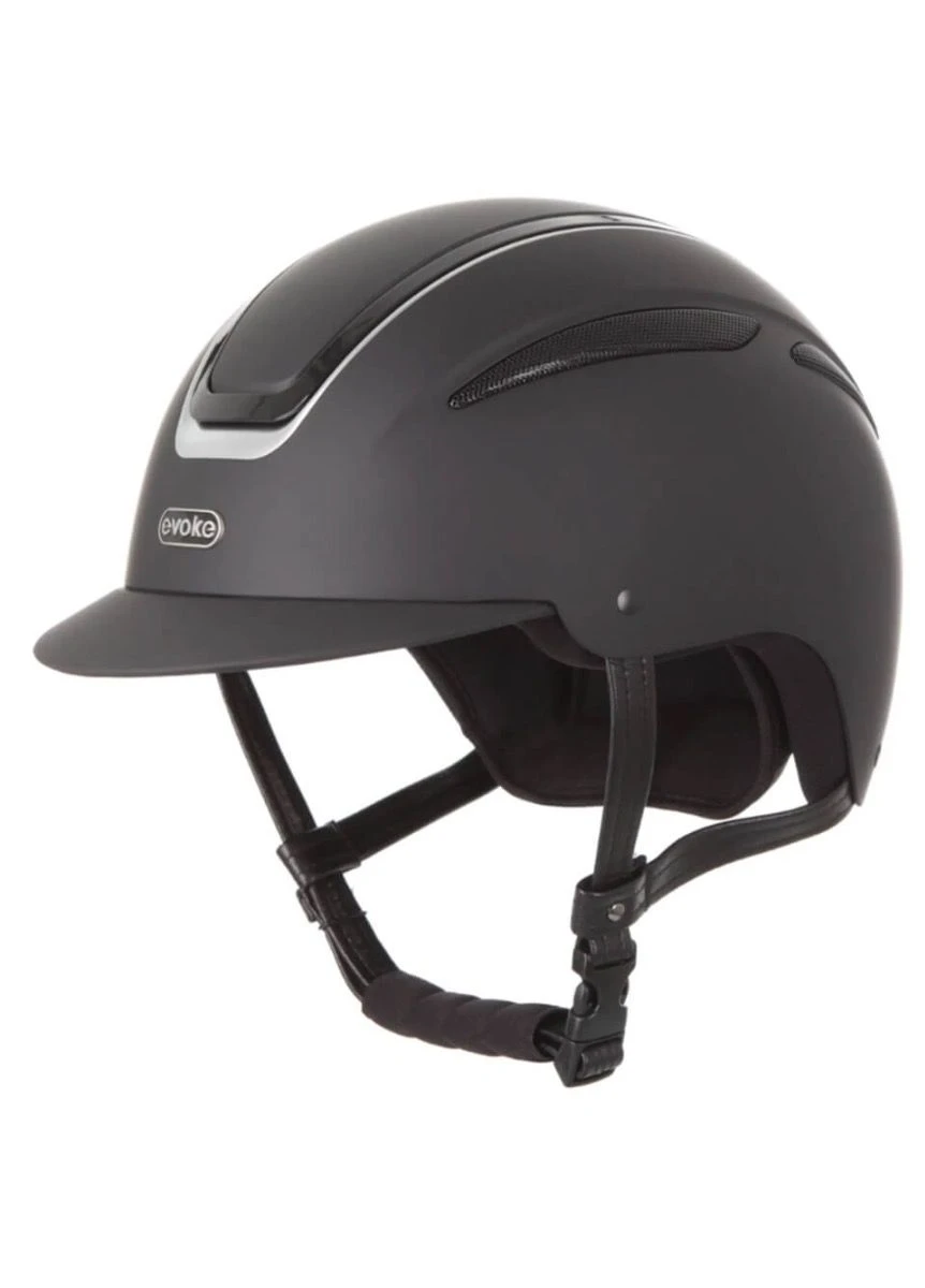 Evoke Callisto Classic Peak Riding Hat - Black/Silver 3 Evoke Callisto Classic Peak Riding Hat - Black/Silver