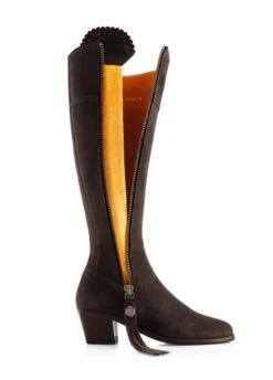 Fairfax & Favor Heeled Regina Narrow Fit Suede Boot - Chocolate -Throstlenest Saddlery Shop ff heel regina narrow choc 4rdy