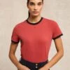 Holland Cooper Chiltern Ringer Tee - Washed Red -Throstlenest Saddlery Shop hc chiltern tee red 1rdy