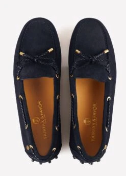 Fairfax & Favor Ladies Suede Henley Driving Shoe - Navy -Throstlenest Saddlery Shop hennav5