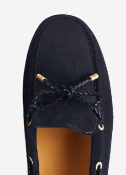 Fairfax & Favor Ladies Suede Henley Driving Shoe - Navy -Throstlenest Saddlery Shop hennav6