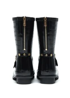 Holland Cooper Short Zip Chelsea Wellington - Black Croc -Throstlenest Saddlery Shop holland cooper short chelsea wellington black croc 5rdy