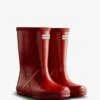 Hunter Kids First Gloss Wellingtons - Military Red -Throstlenest Saddlery Shop hunter first gloss red 1rdy