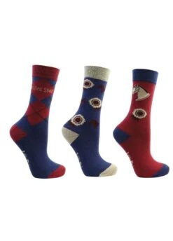 Riding Star Socks - Navy/Burgundy