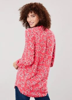 Joules Womens Elvina Shirt - Red Ditsy -Throstlenest Saddlery Shop joules elvina redditsy 1
