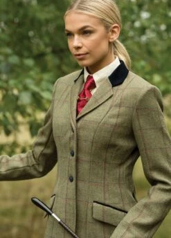 Equetech Ladies Launton Deluxe Tweed Riding Jacket - Green 9 Equetech Ladies Launton Deluxe Tweed Riding Jacket - Green -Throstlenest Saddlery Shop laj1