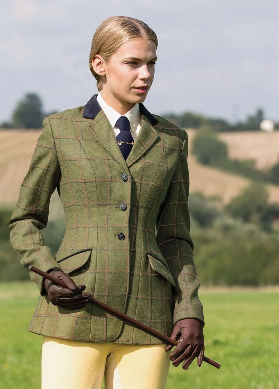 Equetech Ladies Launton Deluxe Tweed Riding Jacket - Green 3 Equetech Ladies Launton Deluxe Tweed Riding Jacket - Green