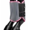 LeMieux Carbon Mesh Wrap Boots - Grey/Watermelon -Throstlenest Saddlery Shop lemiex carbon mesh boot watermelon 1rdy