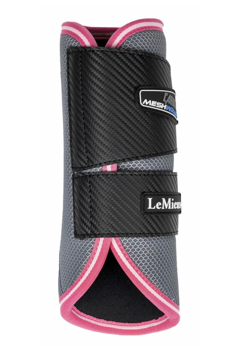 LeMieux Carbon Mesh Wrap Boots - Grey/Watermelon 4 LeMieux Carbon Mesh Wrap Boots - Grey/Watermelon - Image 2