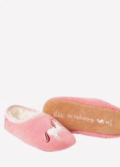 Joules Junior Slippet Felt Mule Slippers - Pink Unicorn -Throstlenest Saddlery Shop pinkunicorn5 1