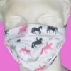 Spartan Cotton Face Cover - Pleated - Pink Horses 2 Spartan Cotton Face Cover - Pleated - Pink Horses -Throstlenest Saddlery Shop saprtanmaskpinkpleathrsrdy