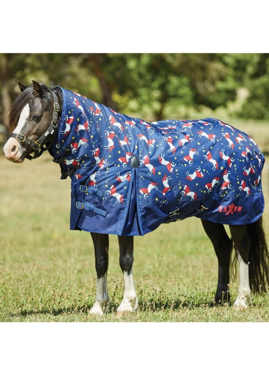 Saxon 600D Pony Combo Neck Medium - Blue Unicorn Print 3 Saxon 600D Pony Combo Neck Medium - Blue Unicorn Print