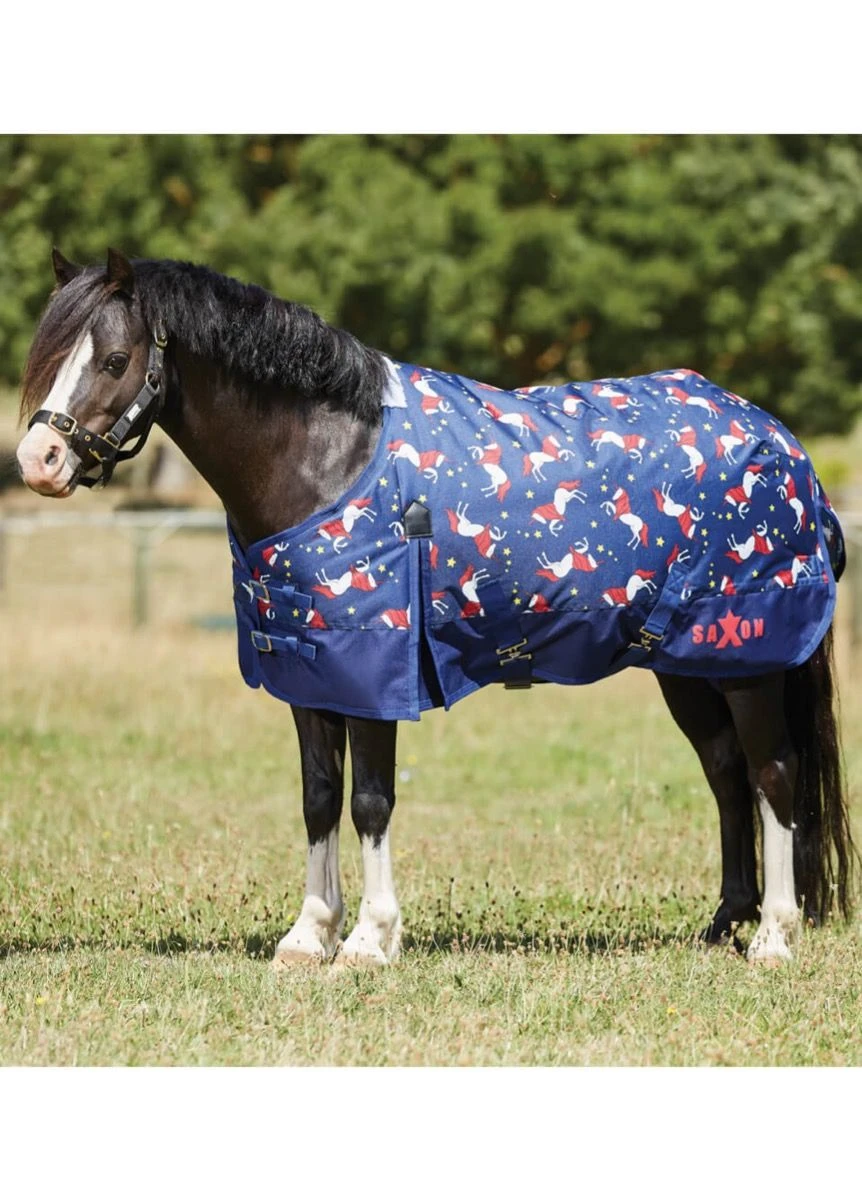 Saxon 600D Pony Standard Neck Medium - Blue Unicorn Print 3 Saxon 600D Pony Standard Neck Medium - Blue Unicorn Print