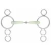 Shires Equikind Jointed 3 Ring Gag Bit - Pale Green -Throstlenest Saddlery Shop shires equikind 3ring palegreen 1rdy