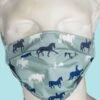 Spartan Cotton Face Cover - Pleated - Blue Horses