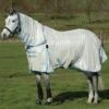 Weatherbeeta Comfitec Essential Mesh II Combo Neck - Light Taupe/Light Blue -Throstlenest Saddlery Shop wbessentialmeshiiltaupelbluerdy
