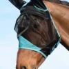 Weatherbeeta ComFiTec Fine Mesh Fly Mask With Ears - Black/Turquoise -Throstlenest Saddlery Shop weatherbeetafinemeshflymaskearsblakcturqrdy
