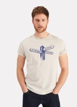 Joules Graphic Print Mens Tee - Cream